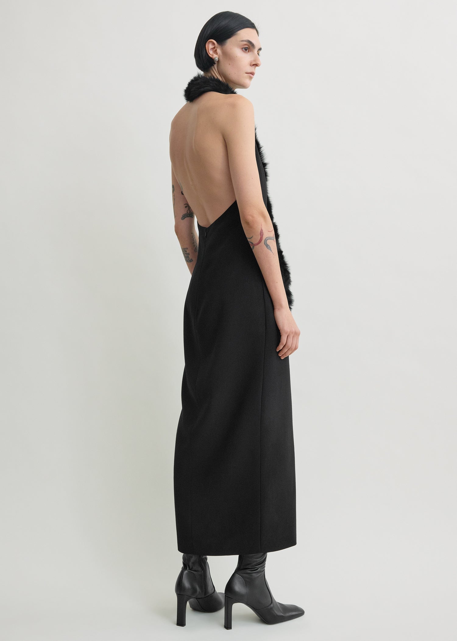 TOTEME - Shearling appliqu dress Black - 38 - Women TOTEME - Shearling appliqu dress Black - 38 - Women