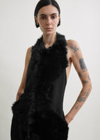 Shearling appliqué dress black