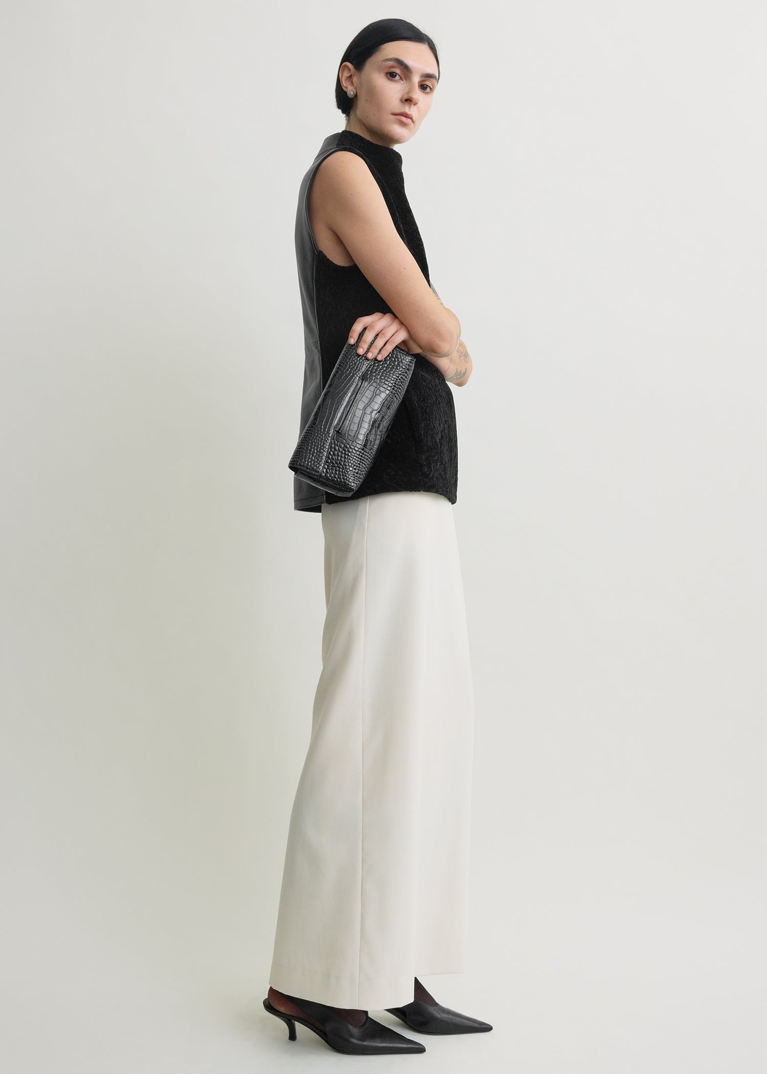 Shearling-front top black