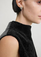 Shearling-front top black