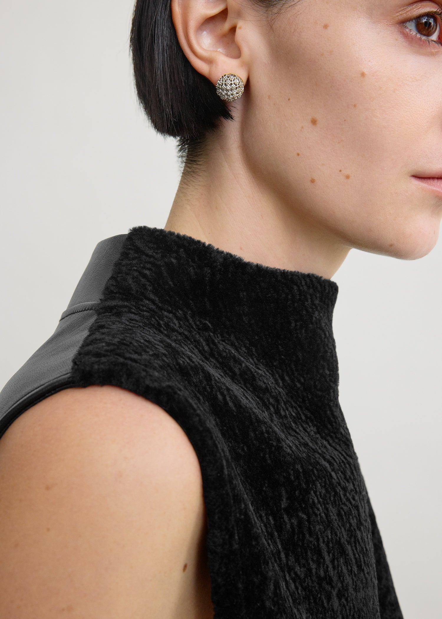 Shearling-front top black