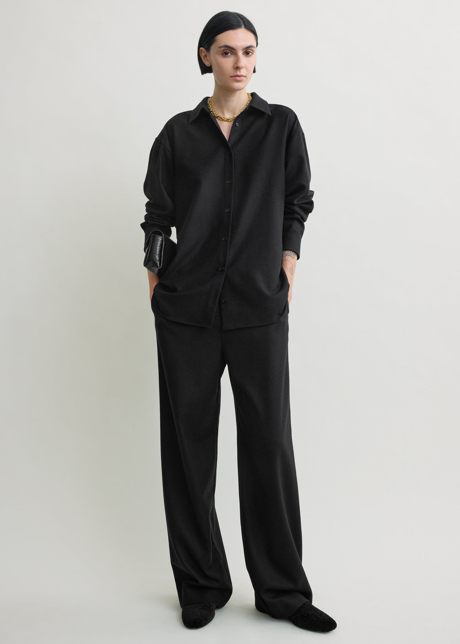 Classic winter shirt black from Toteme - $594