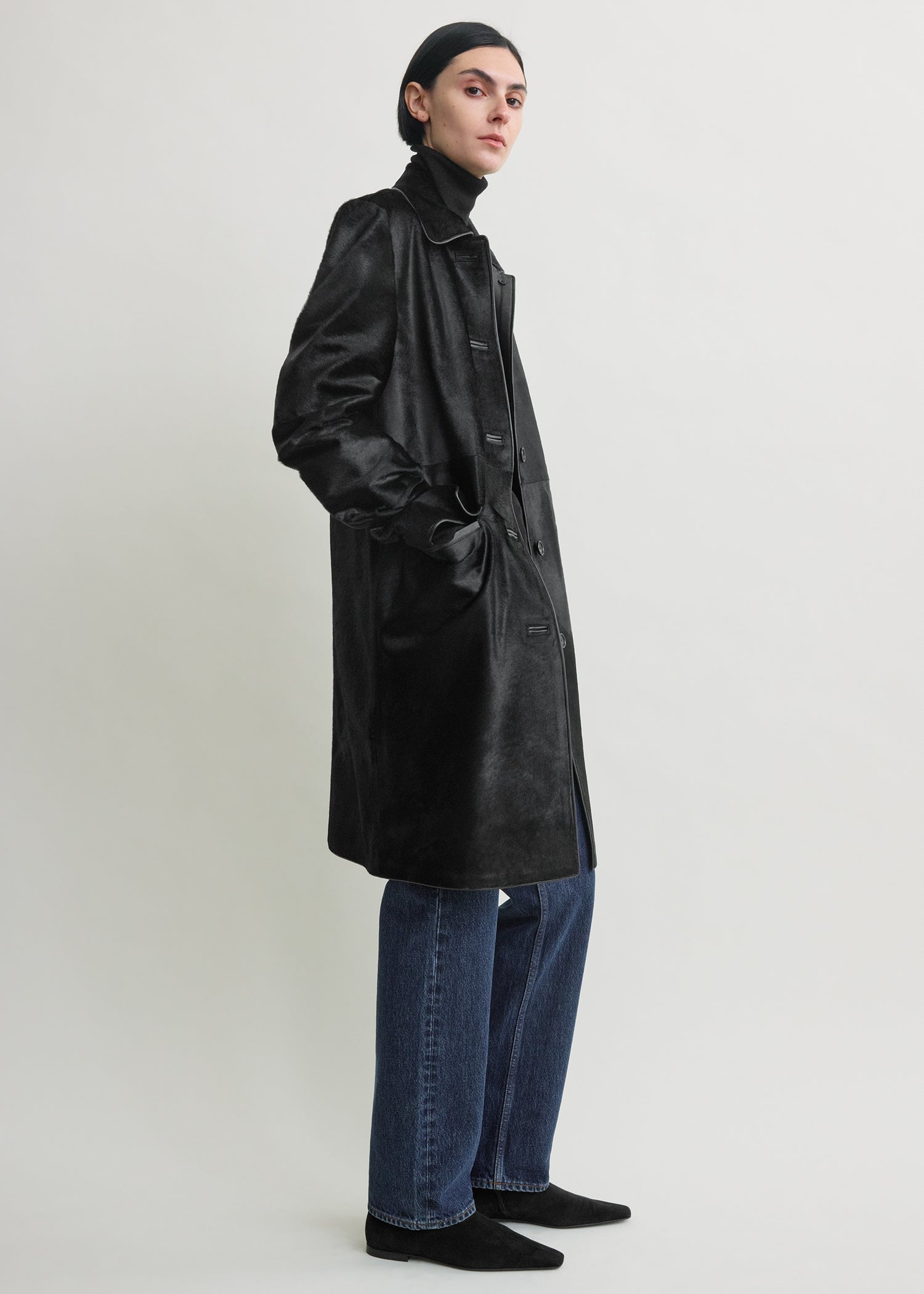 Pony hair coat black