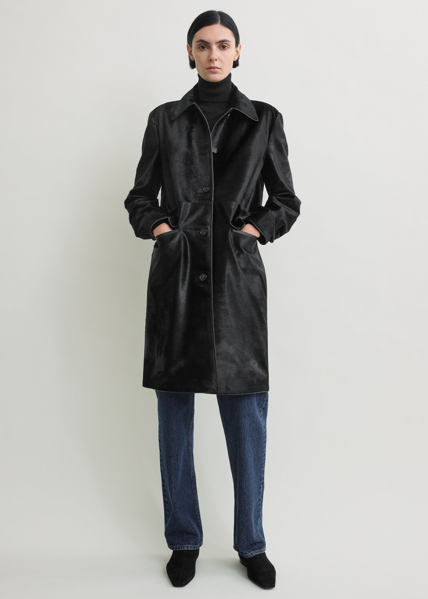 Pony hair coat black