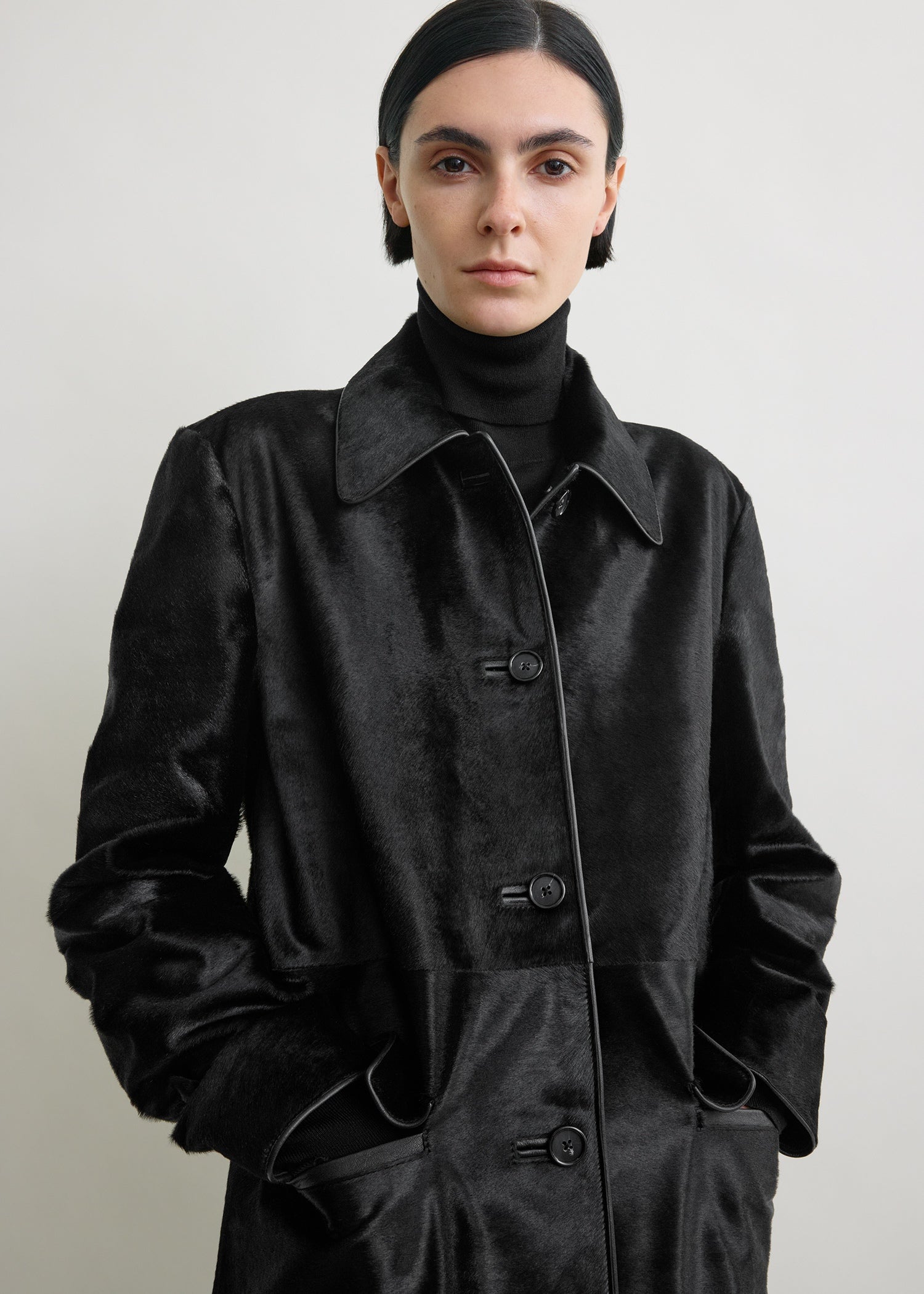 Pony hair coat black