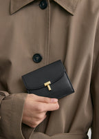 T-lock leather cardholder black