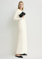 Mini T-lock frayed satin clutch black