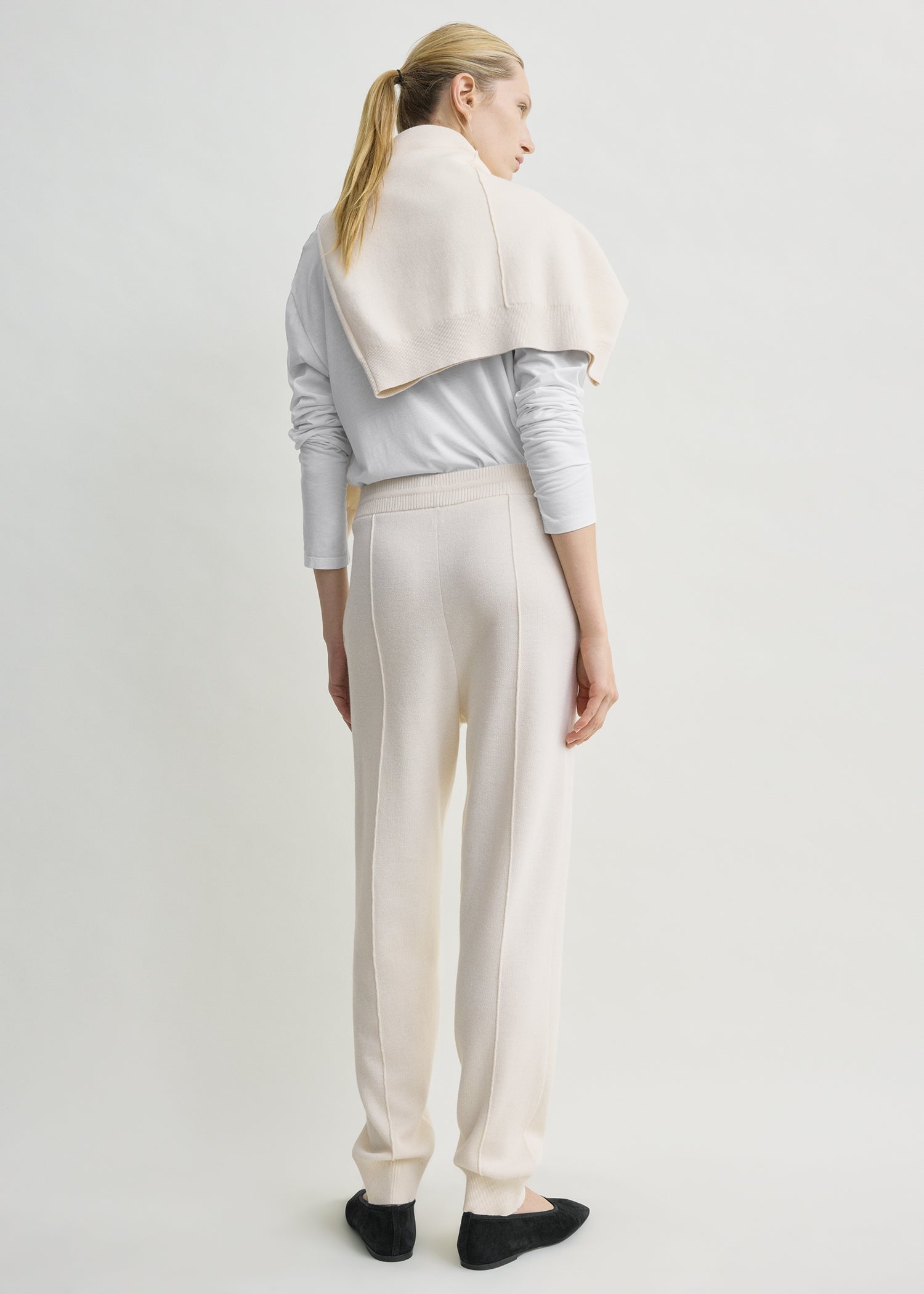 Pintucked sweatpants ecru