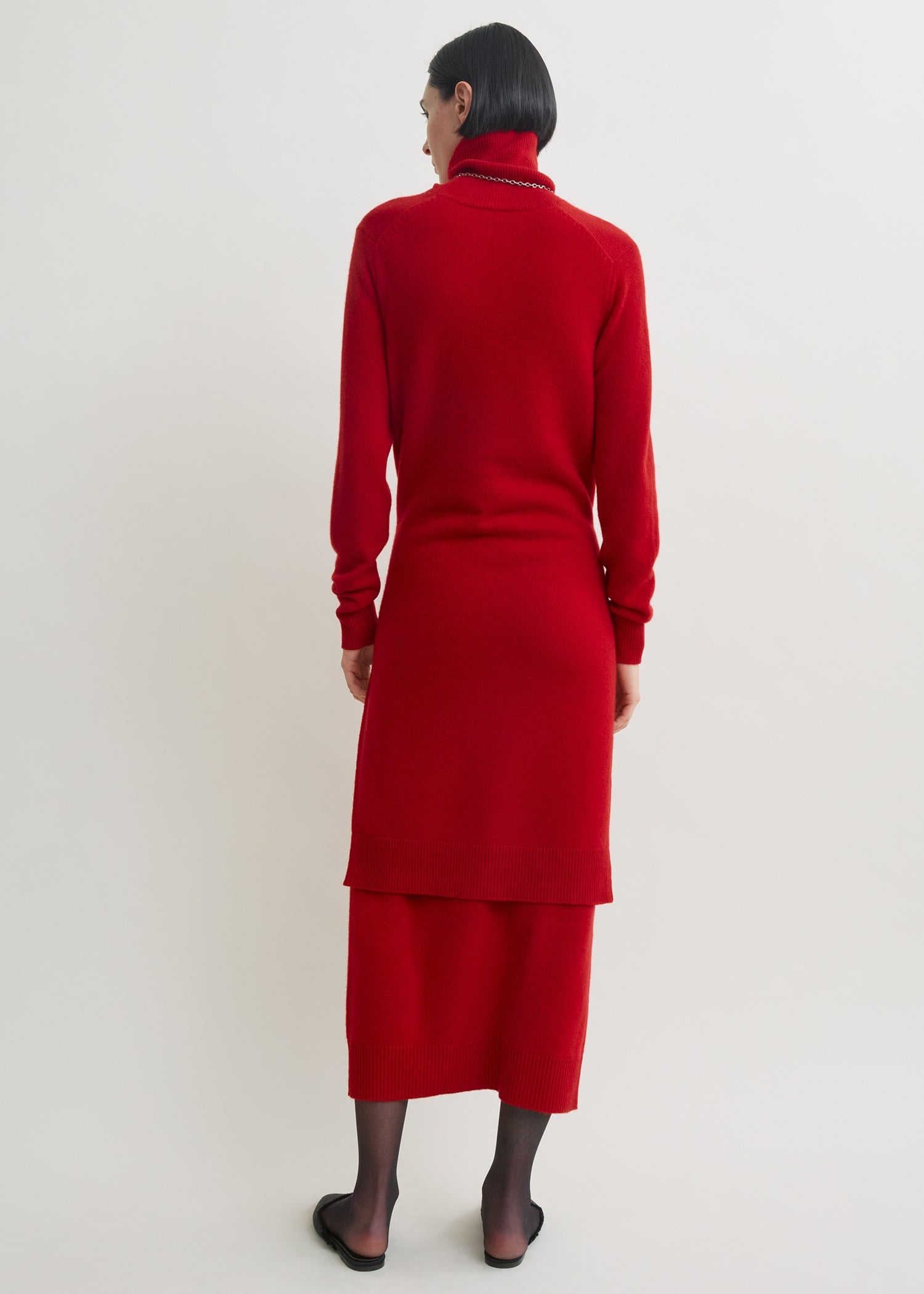 Double-sleeve turtleneck dress poppy