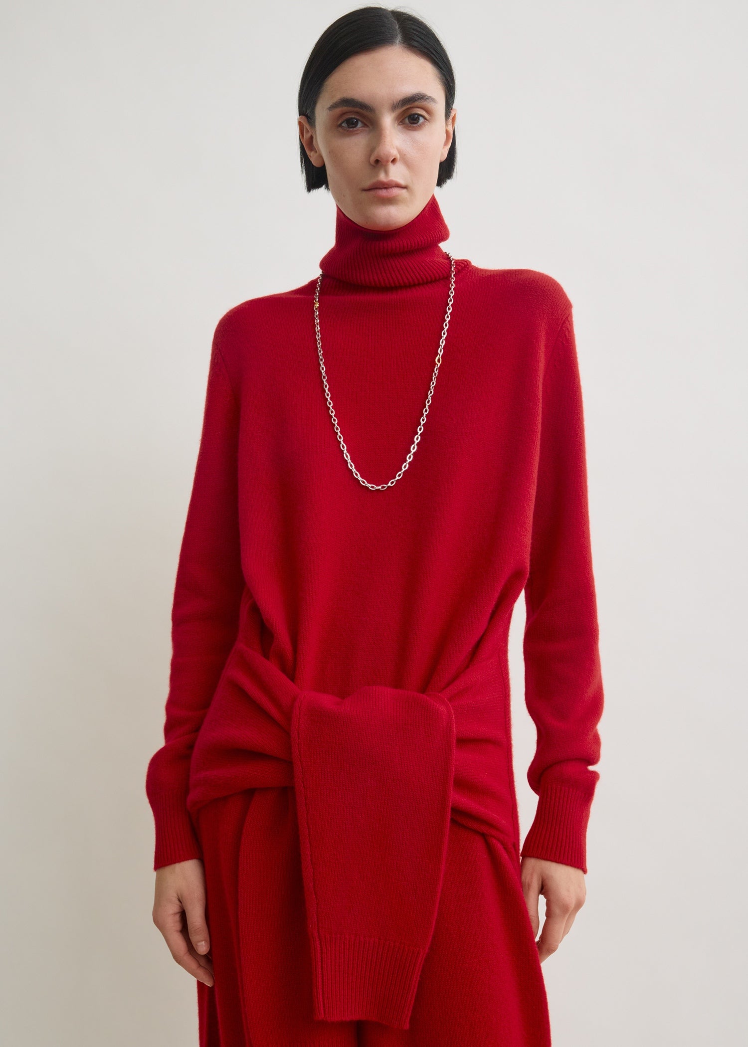 Double-sleeve turtleneck dress poppy