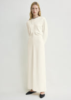 Long-sleeve slouch waist dress macadamia petite