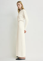 Long-sleeve slouch waist dress macadamia