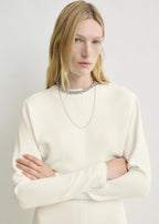 Long-sleeve slouch waist dress macadamia