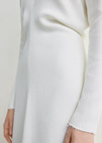 Long-sleeve slouch waist dress macadamia