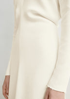 Long-sleeve slouch waist dress macadamia petite