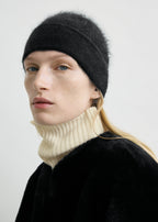 Brushed cashmere beanie black