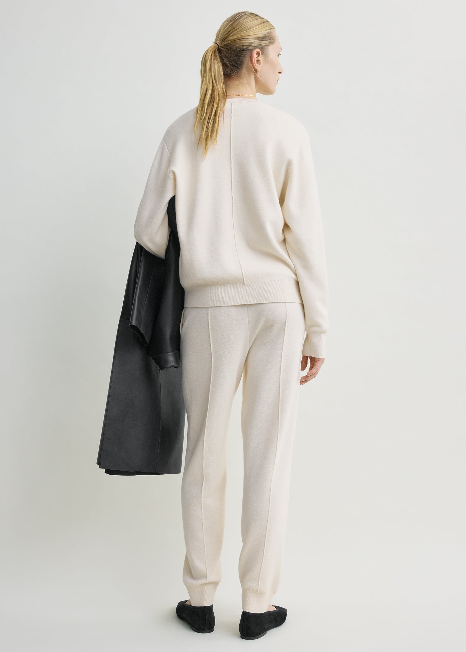 Pintucked sweater ecru