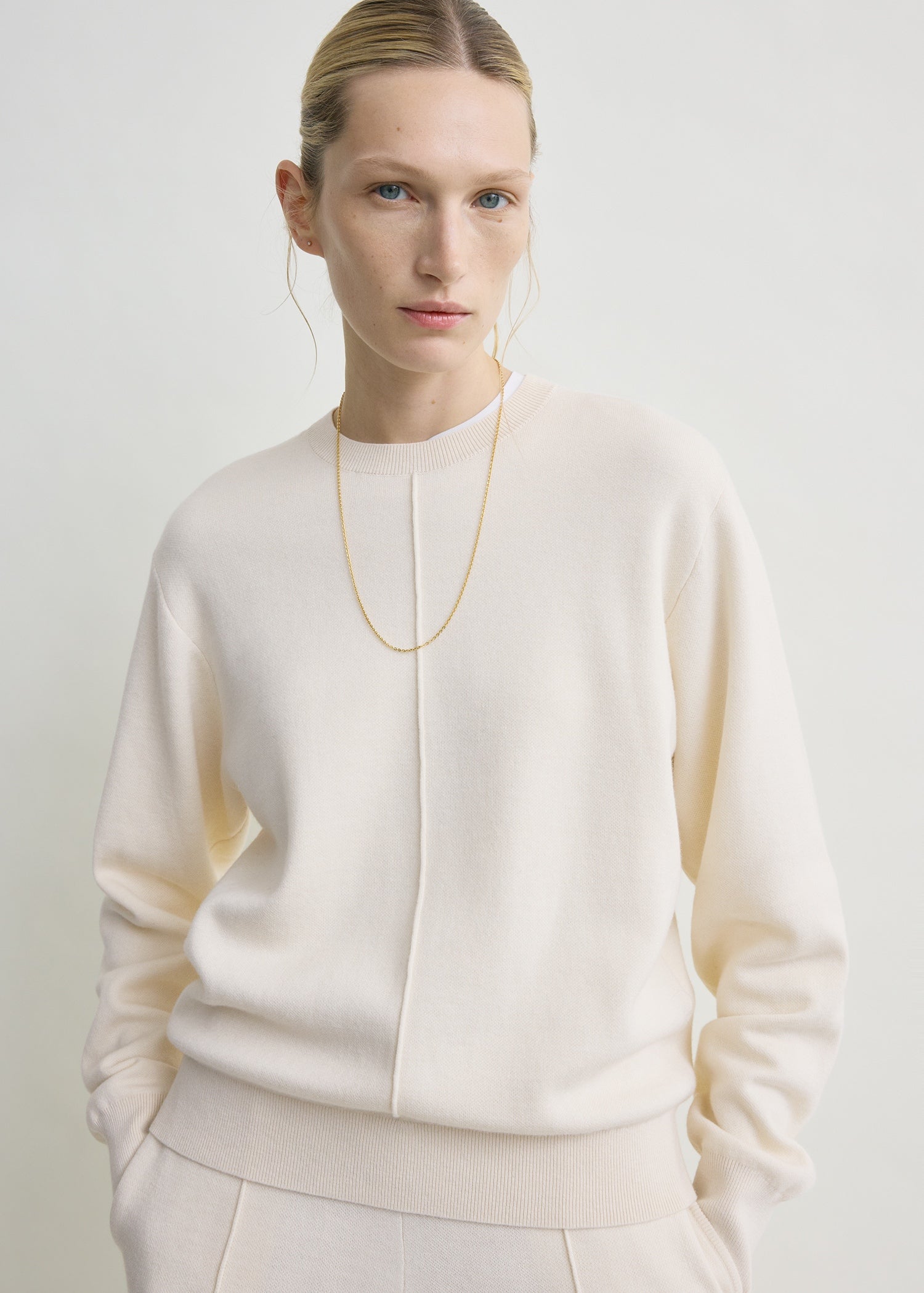 Pintucked sweater ecru
