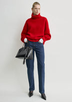 Double-knit turtleneck poppy