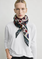 Winter blanket scarf navy/red