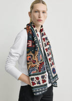 Winter blanket scarf navy/red