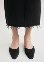 Frayed satin lounge slippers black