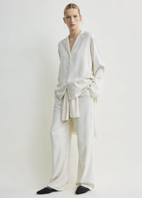 Monogram flannel pj top ecru