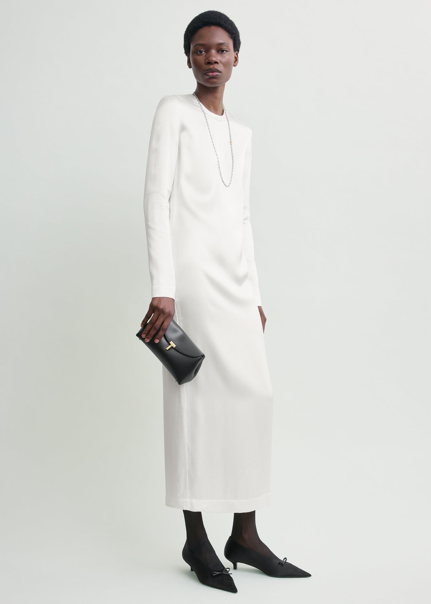 Mini T-lock leather clutch black