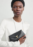 Mini T-lock leather clutch black