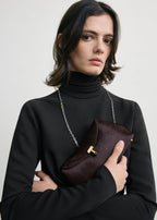 Mini T-lock pony hair clutch wine