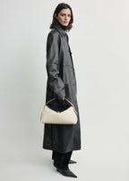 T-lock embroidered leather top handle black/milk