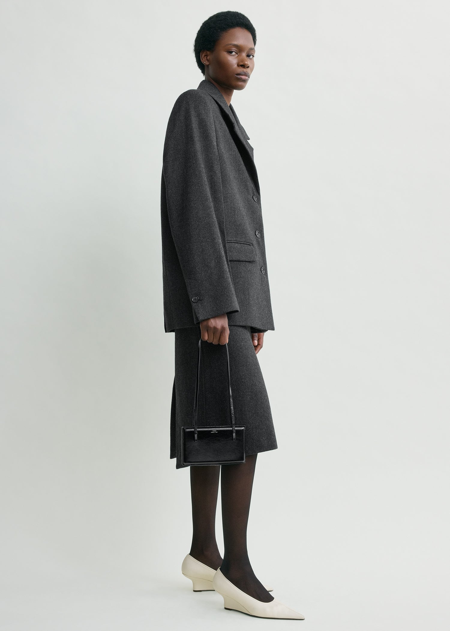 Twill suit jacket charcoal