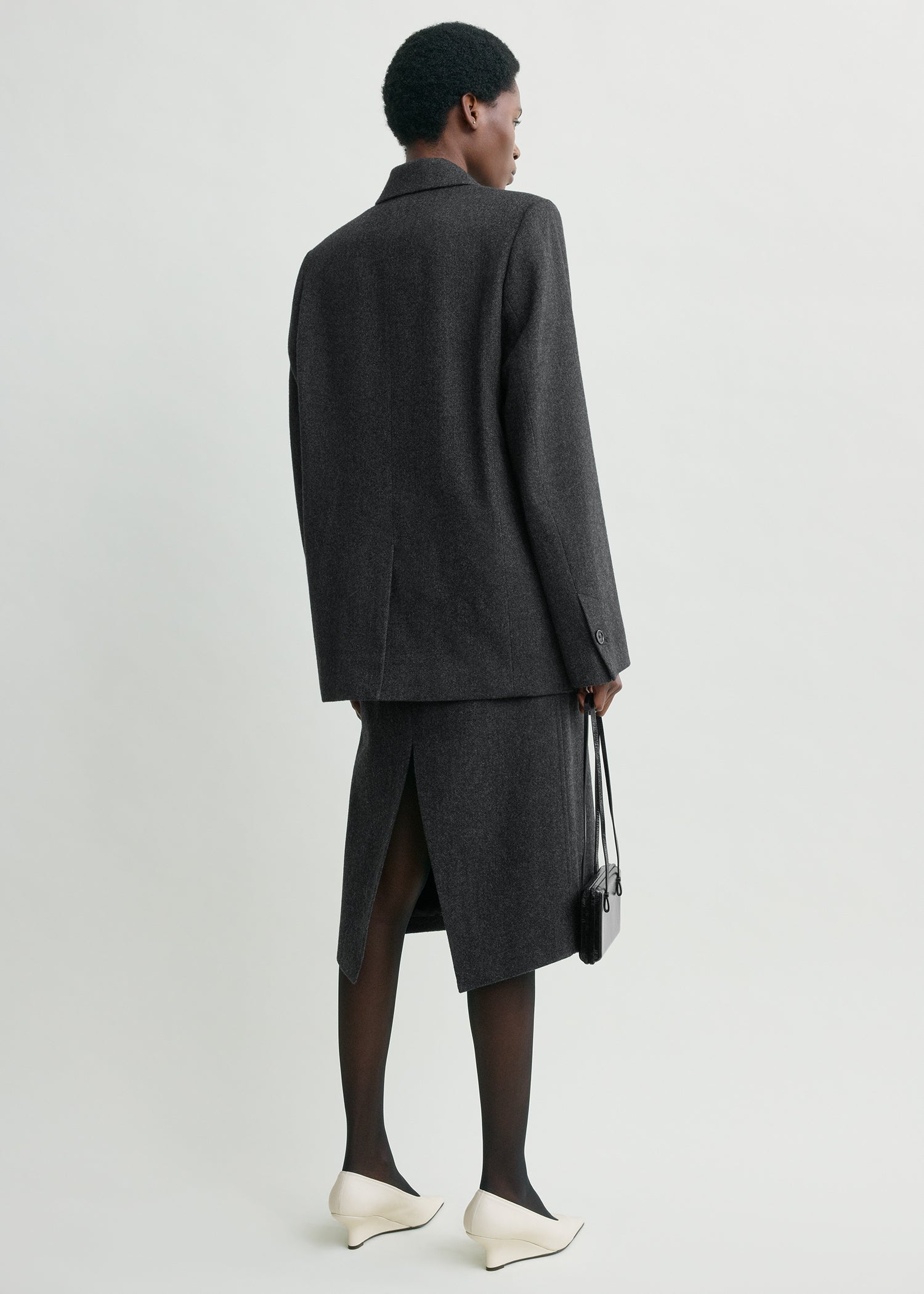 Twill suit jacket charcoal