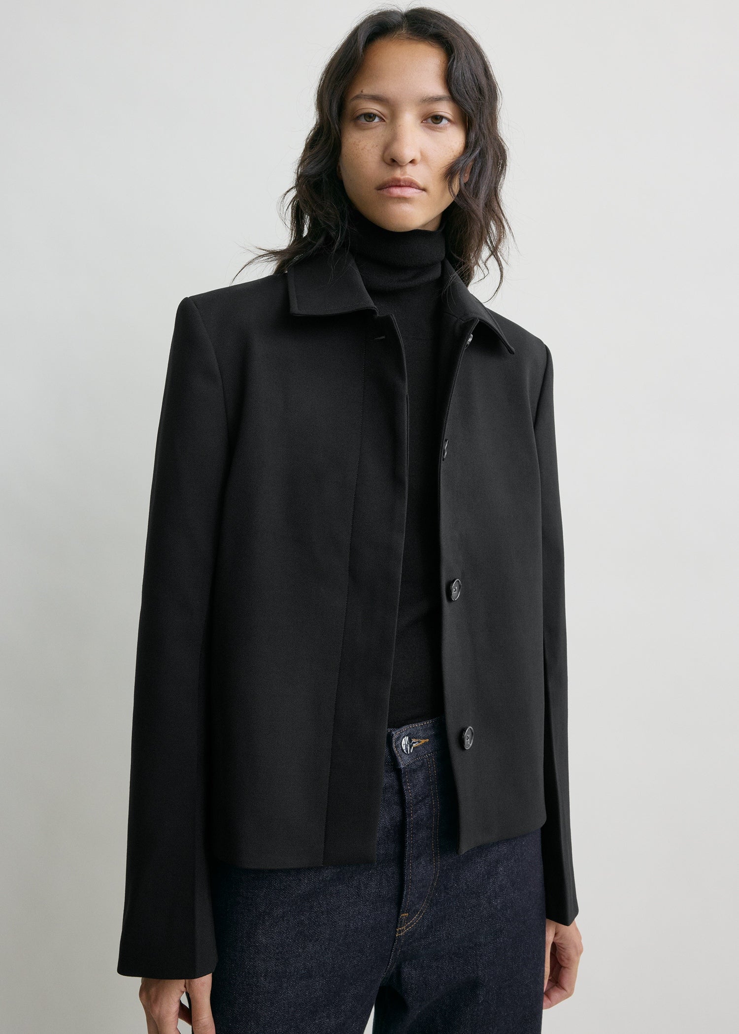 Boxy twill jacket black – TOTEME