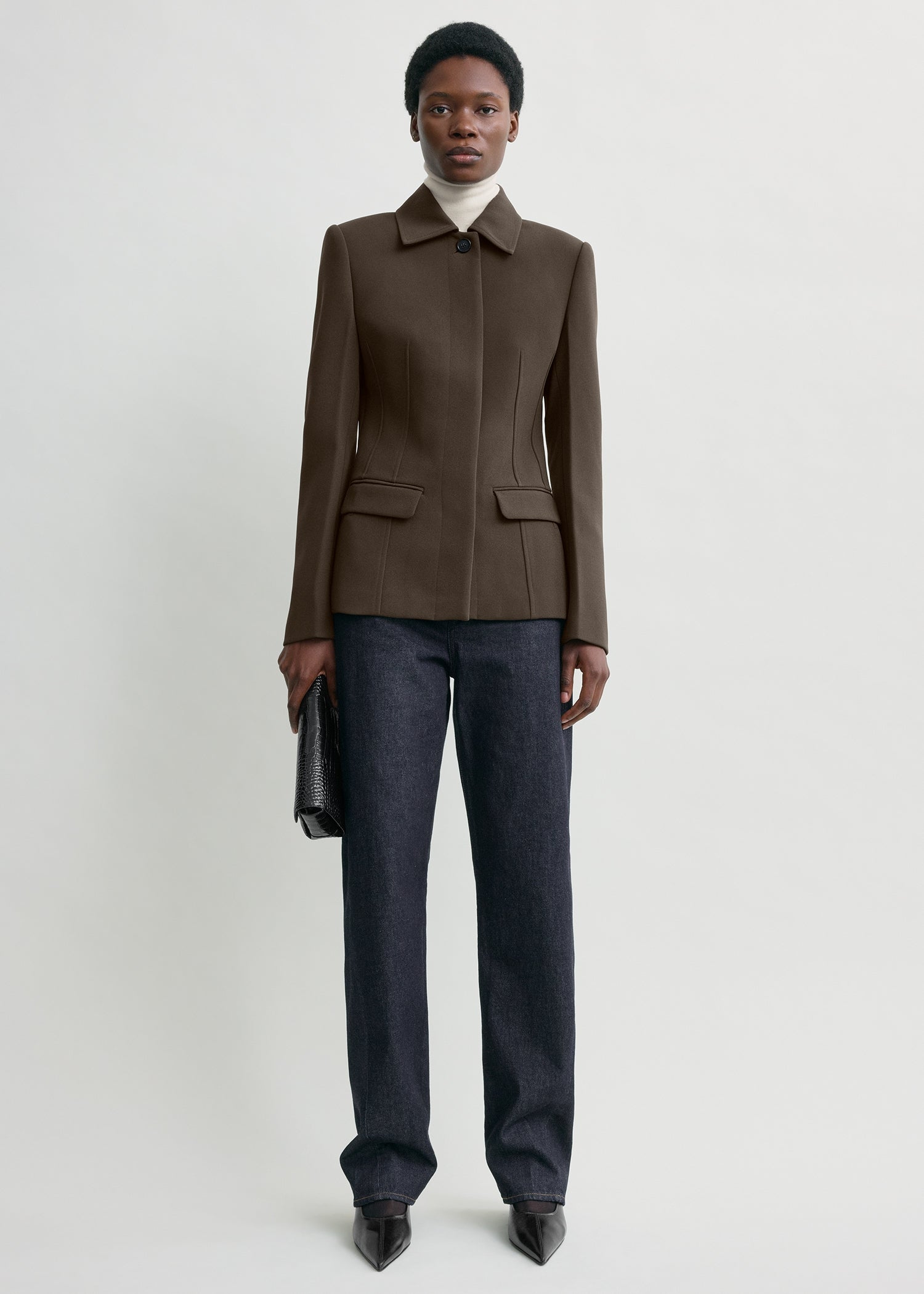 Cinched pocket jacket bark from Toteme - $900