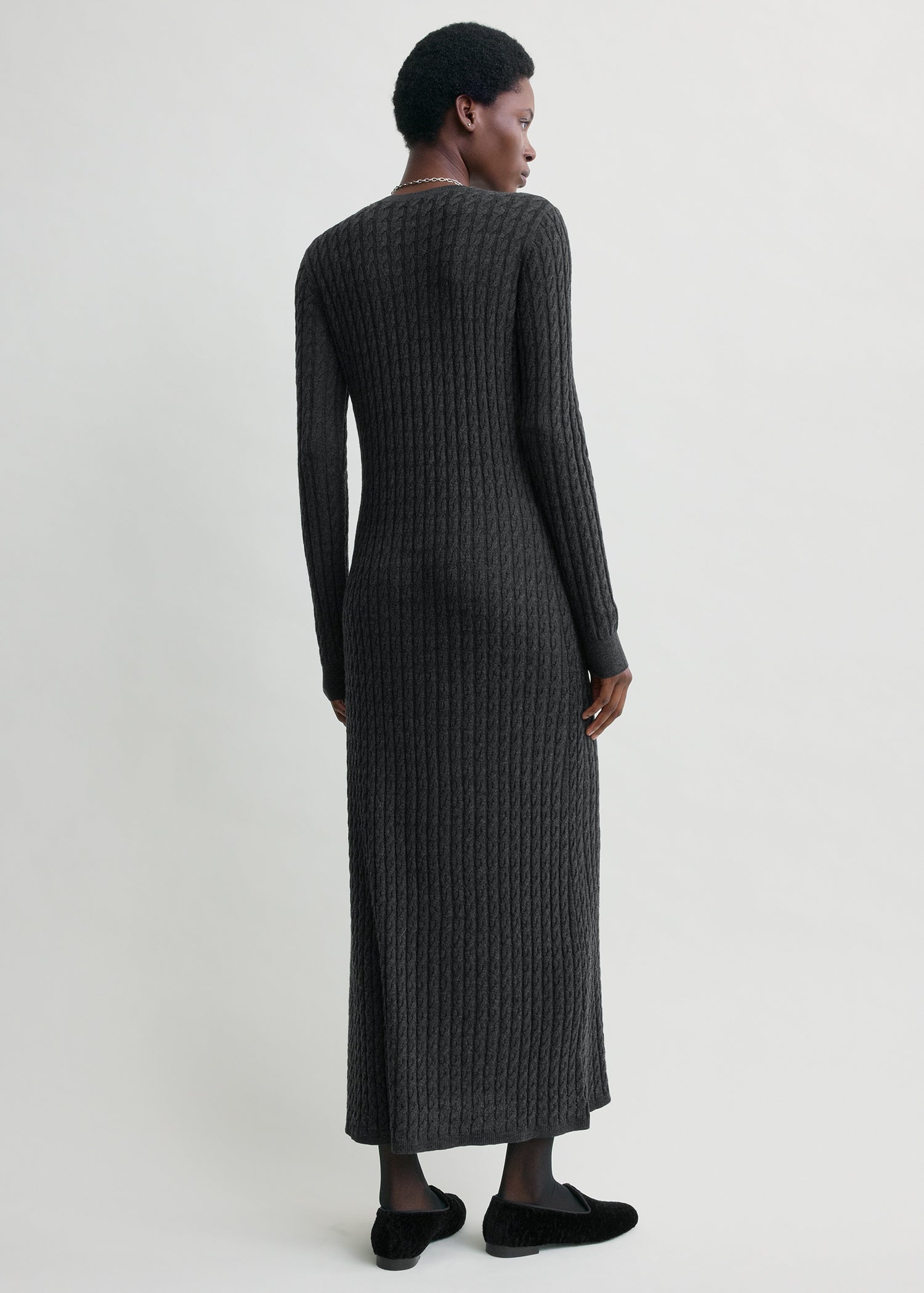 Toteme - Cable Knit Dress Charcoal - S - Women Toteme - Cable Knit Dress Charcoal - S - Women
