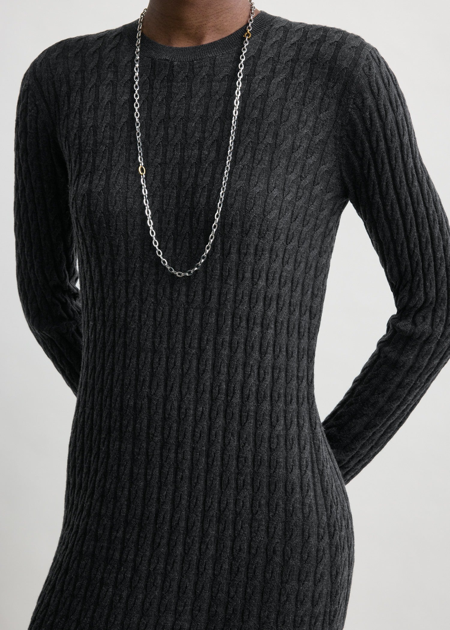 Toteme - Cable Knit Dress Charcoal - S - Women Toteme - Cable Knit Dress Charcoal - S - Women
