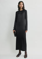 Long satin dress black
