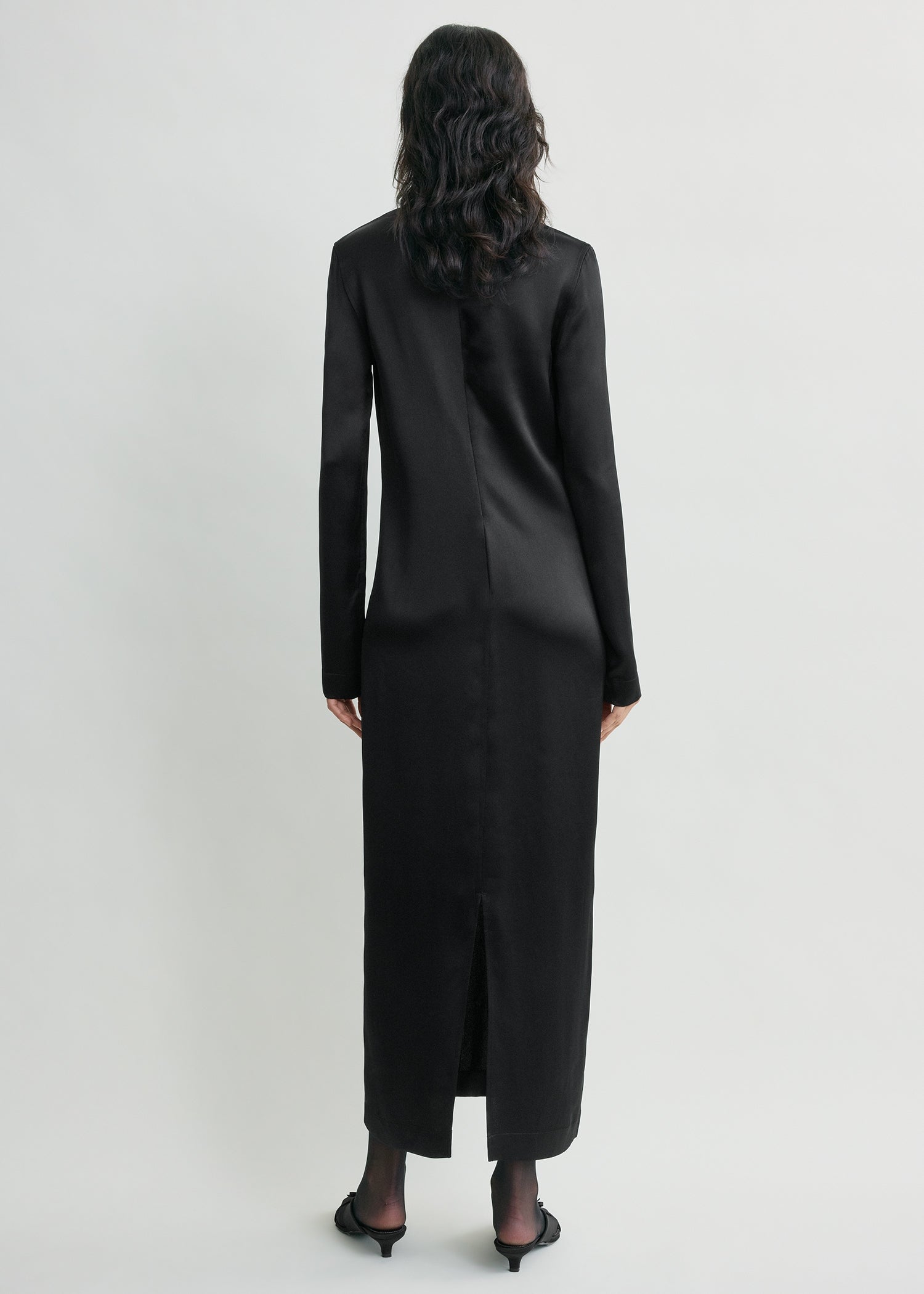 Long satin dress black