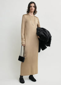 Long satin dress latte