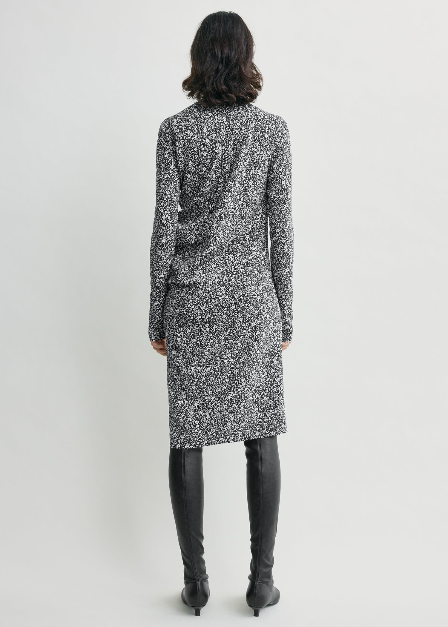 Floral twist dress black/white