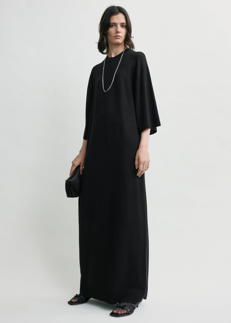 Merino knit tee dress black