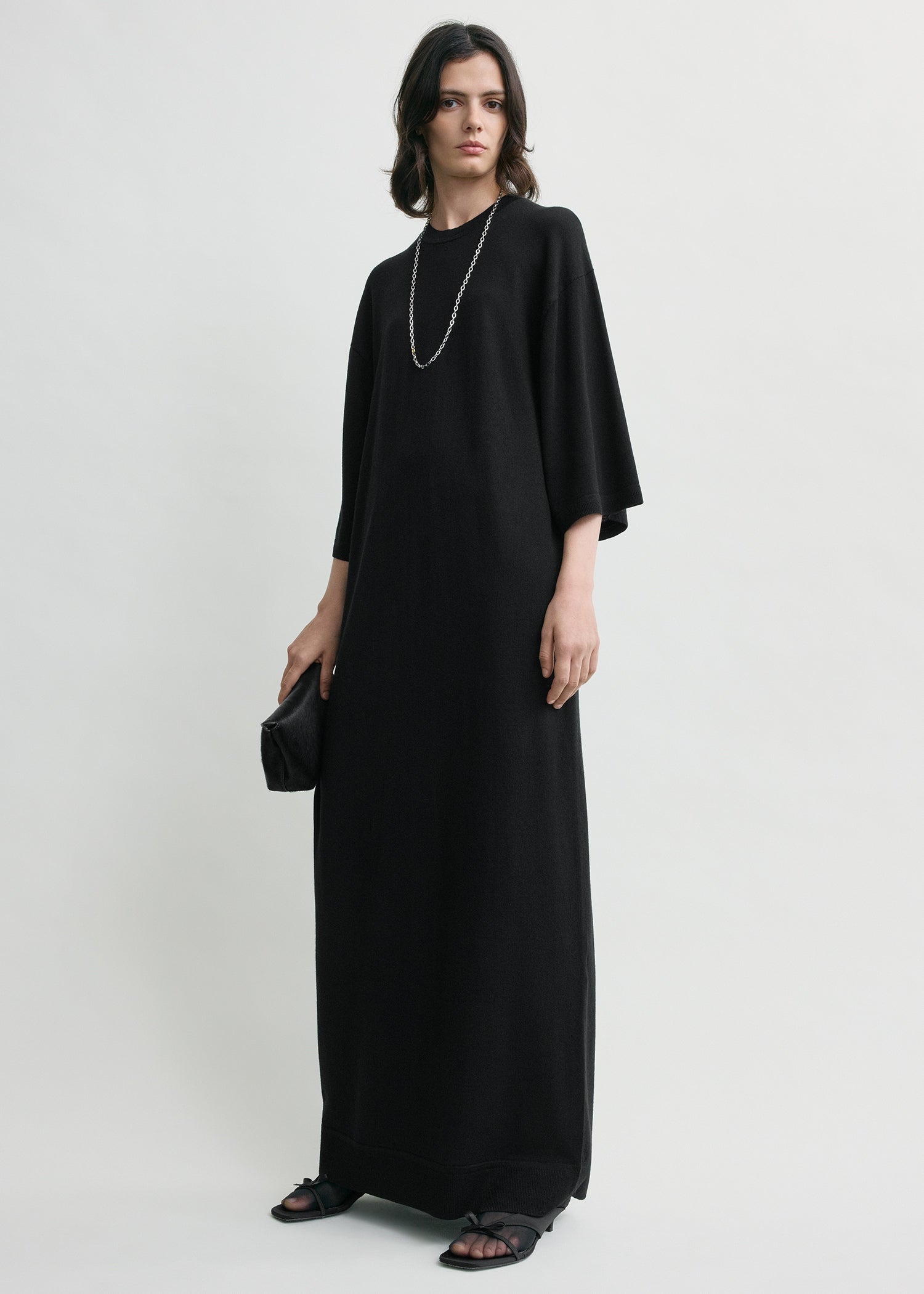 Merino knit tee dress black petite
