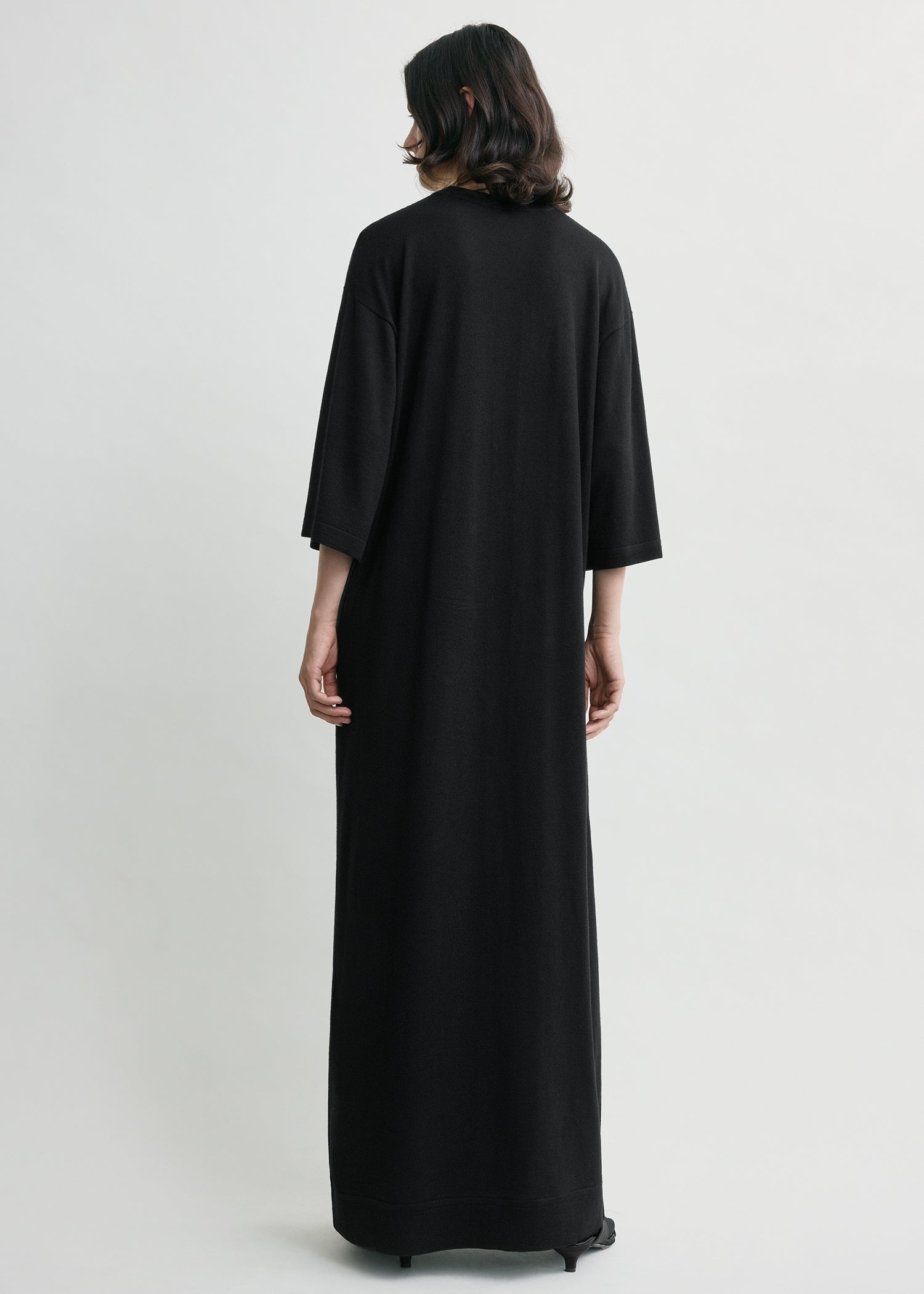 Merino knit tee dress black petite