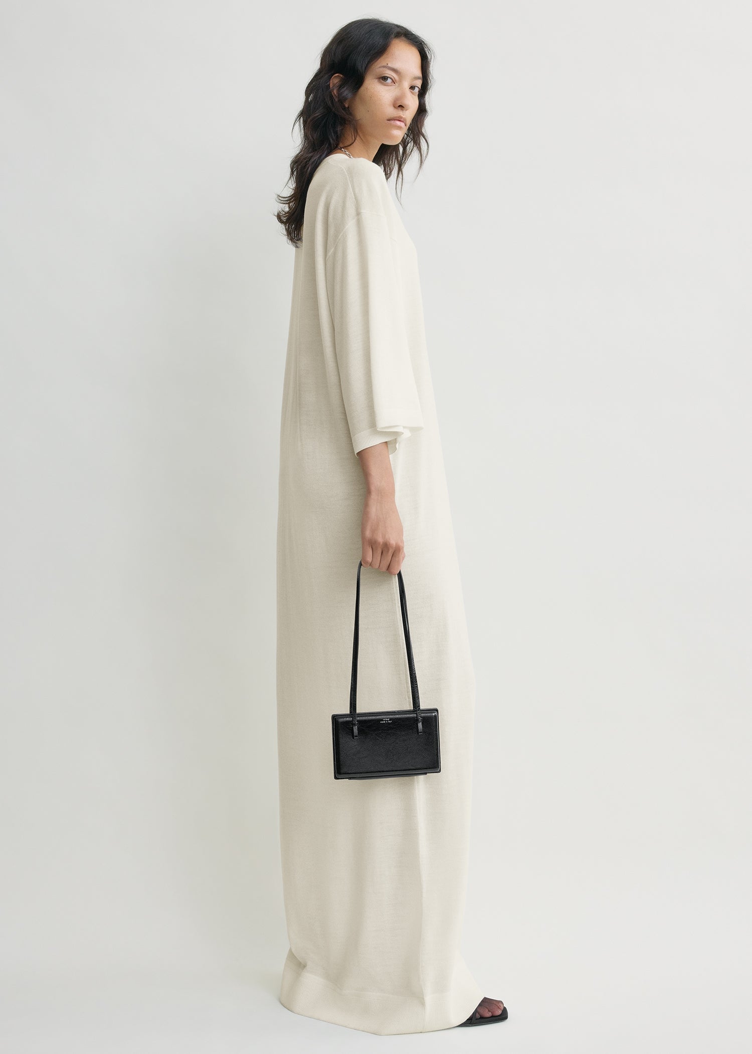 Merino knit tee dress ecru