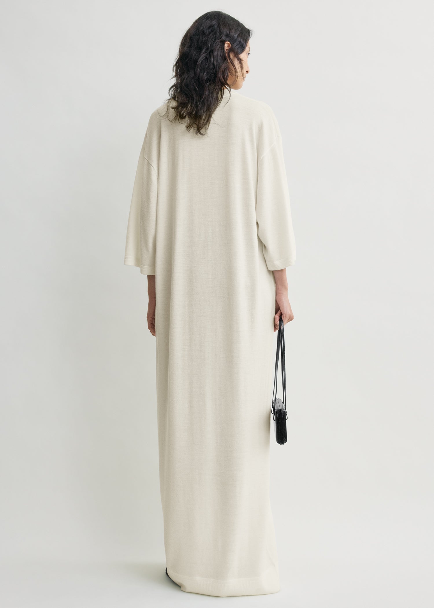 Merino knit tee dress ecru