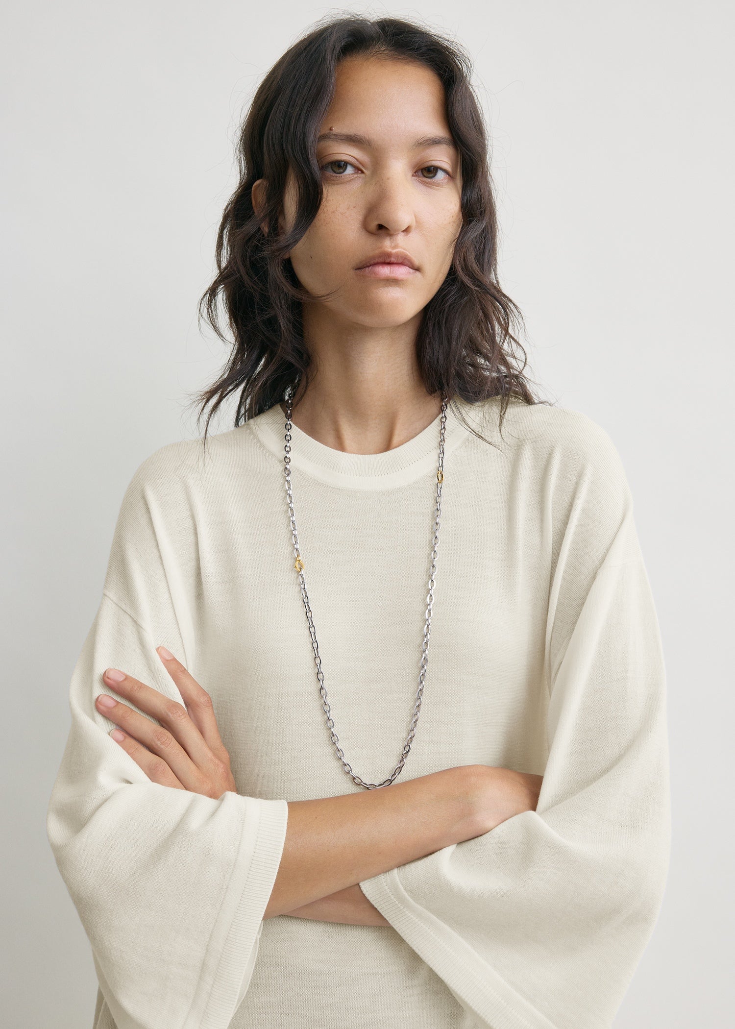 Merino knit tee dress ecru petite