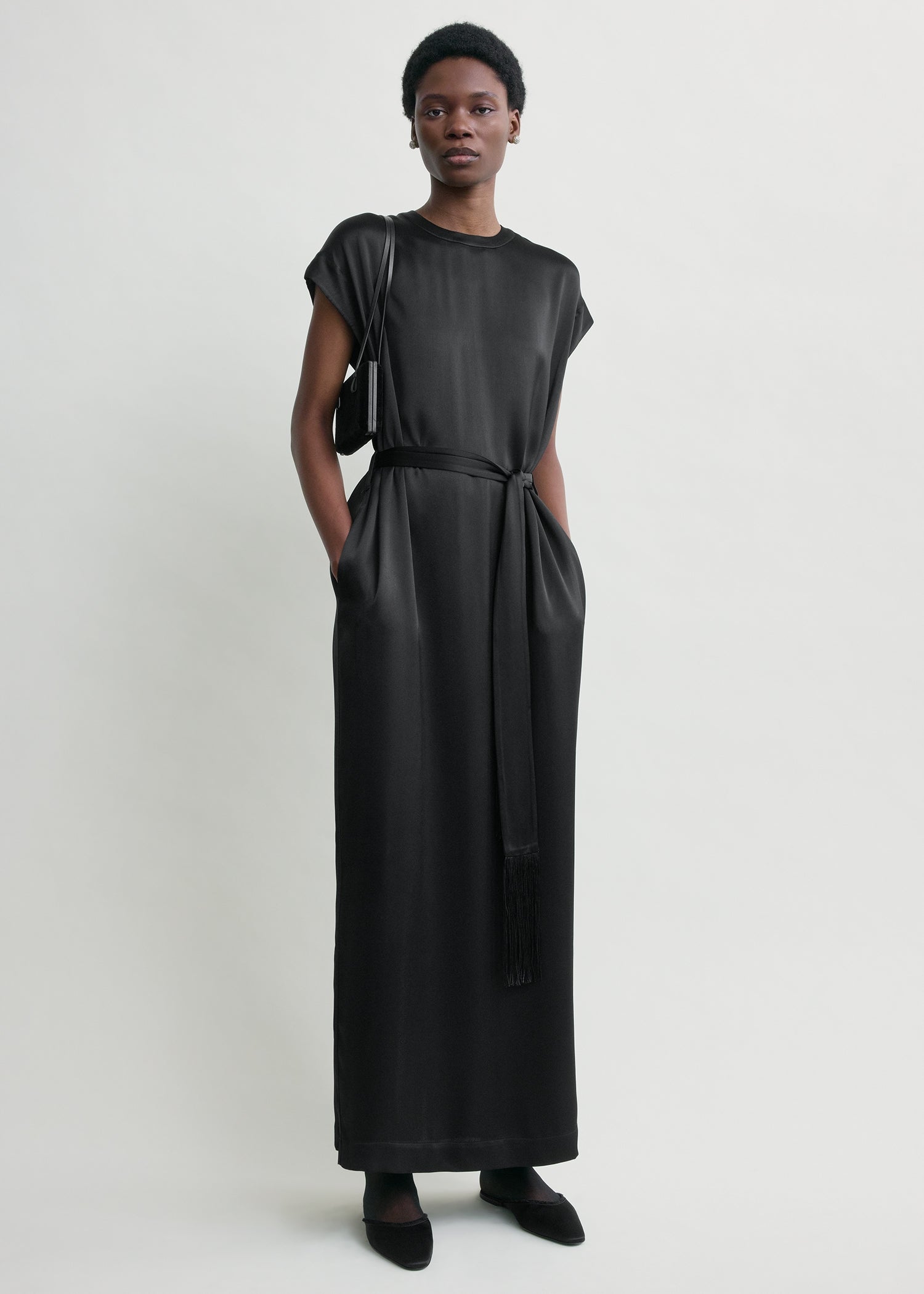 Crew satin dress black