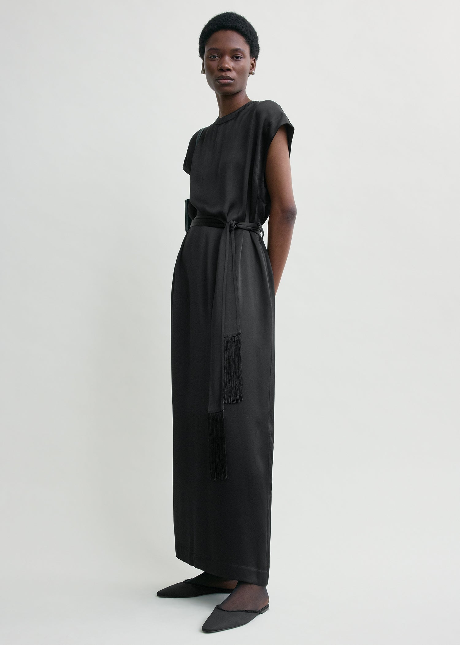 Crew satin dress black – TOTEME