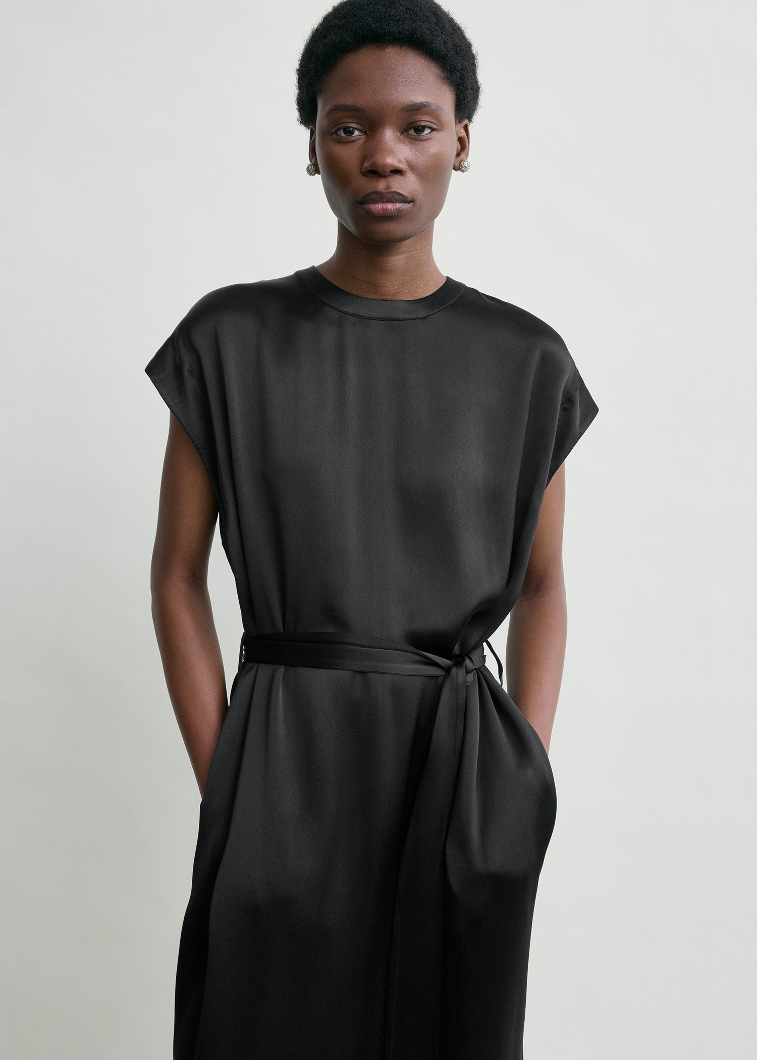 Crew satin dress black